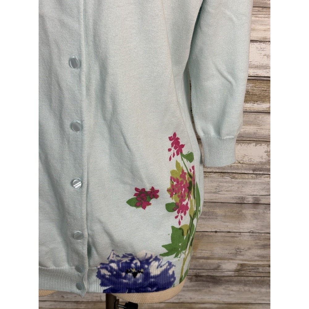 Talbots Women's Sweater  3/4 Sleeve Cardigan Size X Light Green - Picture 3 of 10